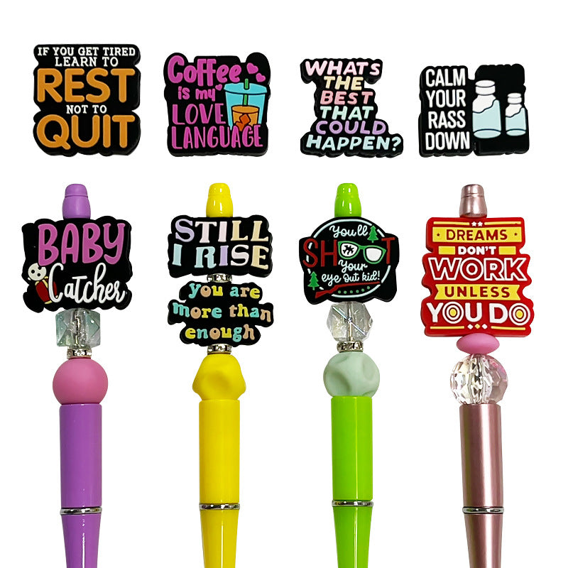 Wholesale 10pcs Food Grade Cartoon Children's Necklace Accessories Glue Letter Silicone Beads Loose Beads